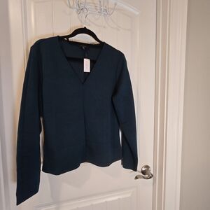 Banana Republic Teal V-Neck Blouse